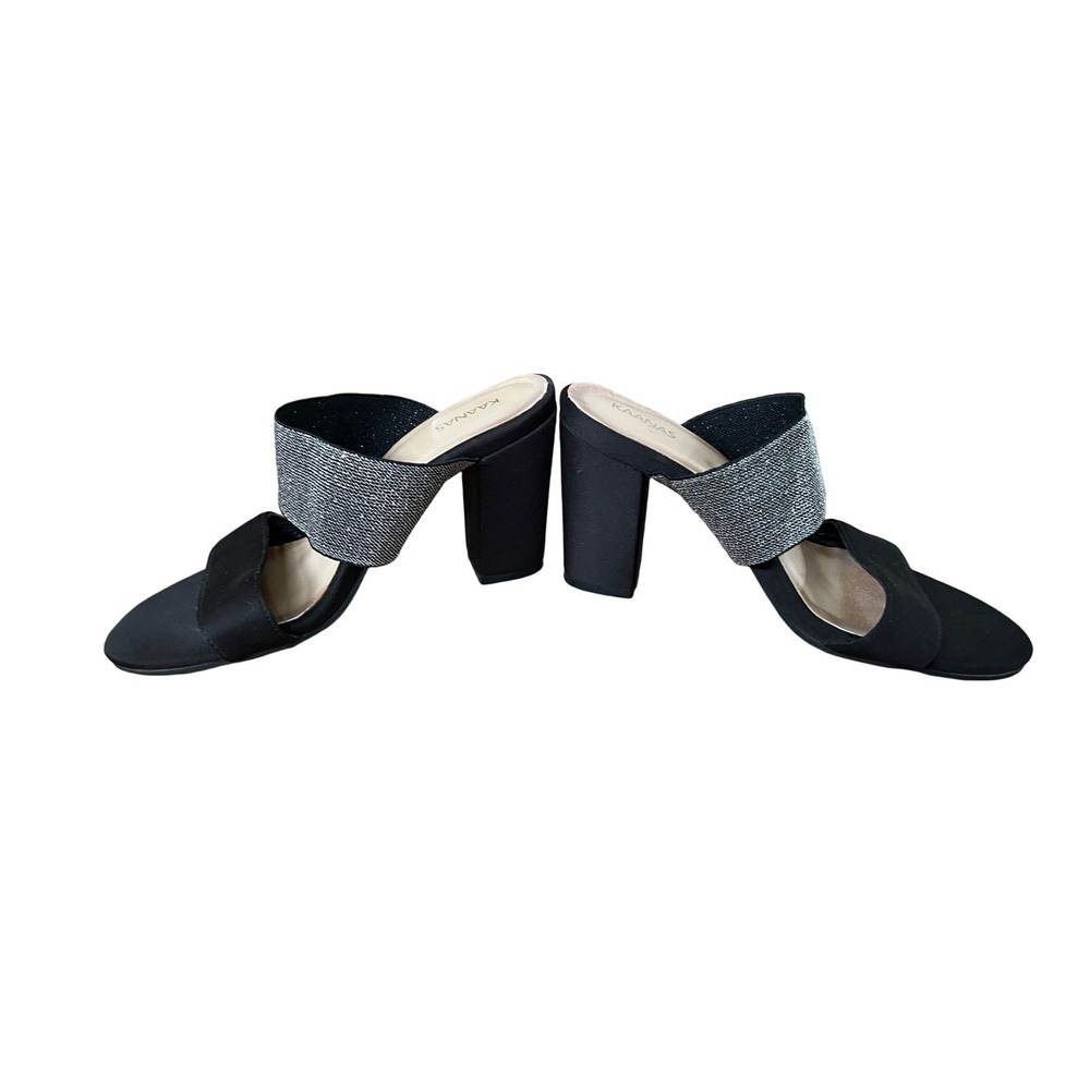 Kaanas Nottingham Silouette Double Band Heel Sandal Size 36, Black Shimmer Dress